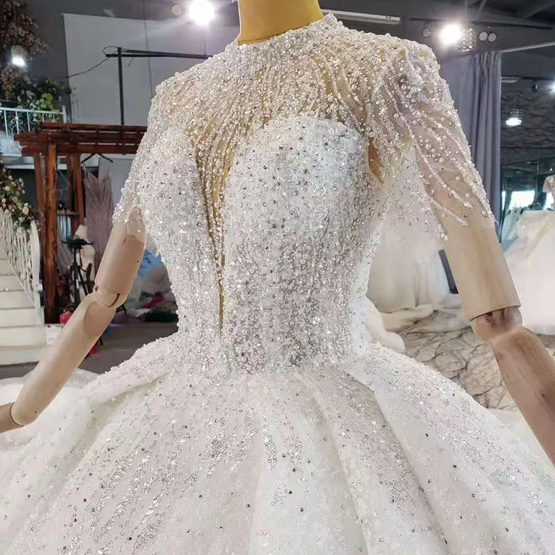HTL2209 Ready To Ship Short Sleeve Fashion Luxury Princess Wedding Dress Bridal Gown