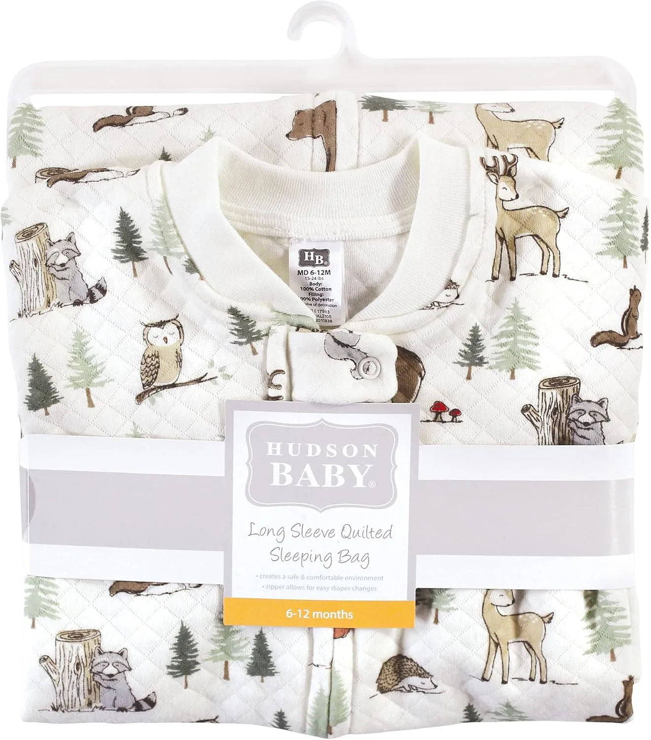 Hudson Baby Unisex Baby Premium Quilted Long Sleeve Sleeping Bag and Wearable Blanket