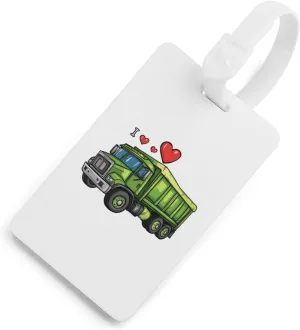 I Love Trash Garbage Trucks Luggage Tag for Suitcase Cute ID Tags Travel Baggage Identifier Labels White-Style