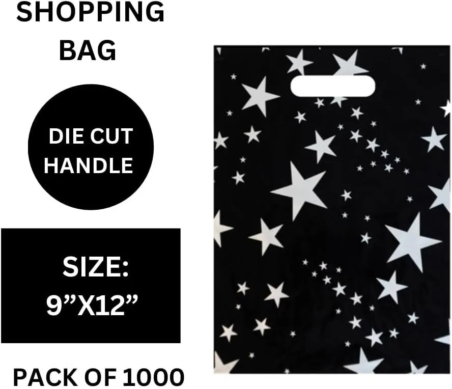 Infinite Pack Reusable Printed Plastic Merchandise Retail Shopping Bags for Boutiques, Stores and Malls