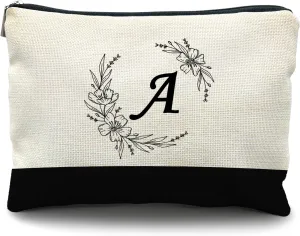 Initial Monogram Personalized makeup bag,Bride Bridesmaid Cosmetic bag,personalized makeup bag,bridesmaid gifts,personalized gifts,make up bag,monogrammed gifts for women（A）