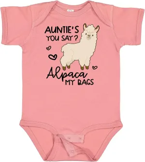 inktastic Auntie's You Say Alpaca My Bags Baby Bodysuit