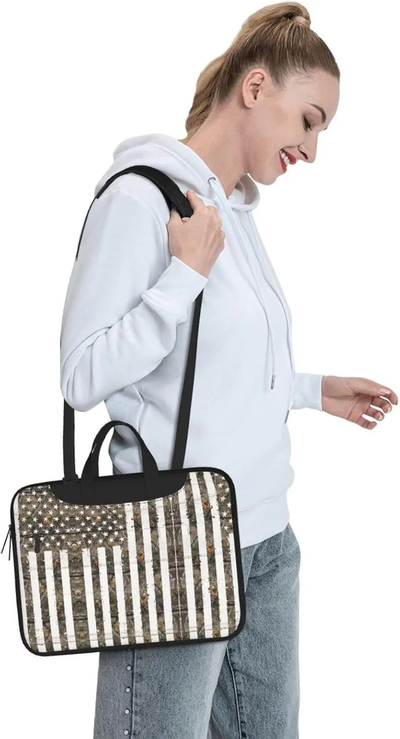 Interstellar American flag Camouflage Print Protective Laptop Bag Versatile Bags Computer Case Soft Women Men Unique