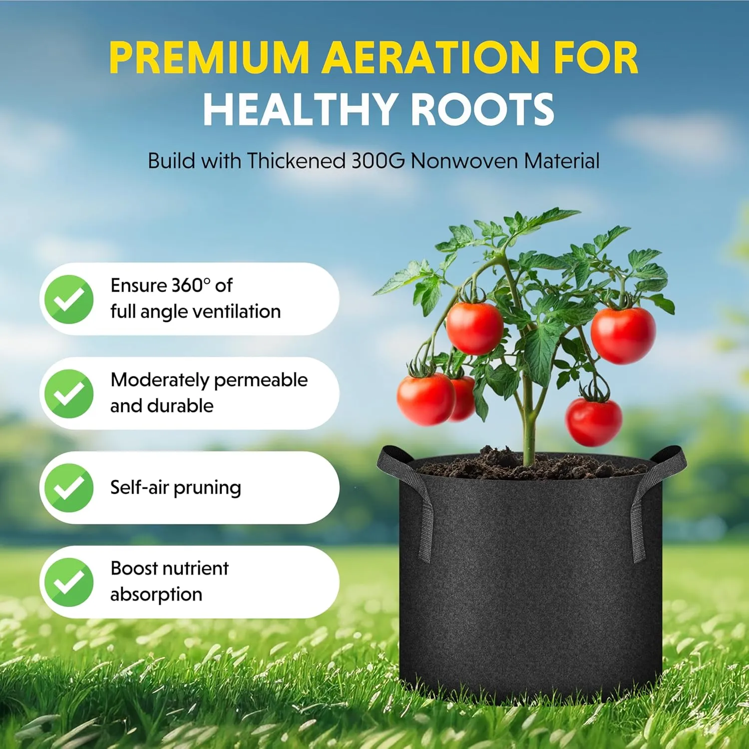 iPower 20 Pack 1 Gallon Grow Bags, Garden Planting Nonwoven Fabric Pots with Reinforced Handle, Heavy Duty and Aeration Planter Pot for Tomato, Fruits, Vegetables and Flowers, 20 Labels Included
