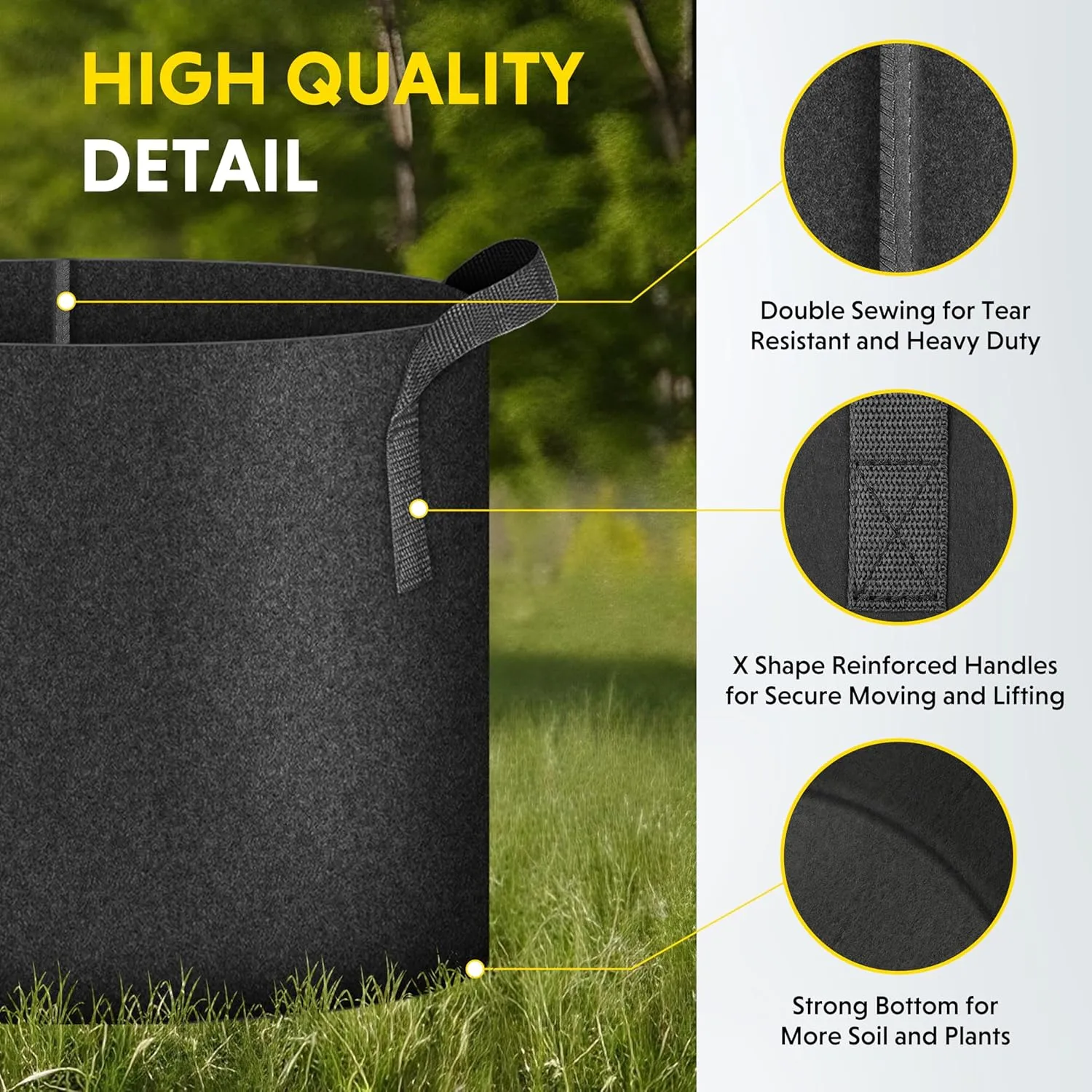 iPower 20 Pack 1 Gallon Grow Bags, Garden Planting Nonwoven Fabric Pots with Reinforced Handle, Heavy Duty and Aeration Planter Pot for Tomato, Fruits, Vegetables and Flowers, 20 Labels Included