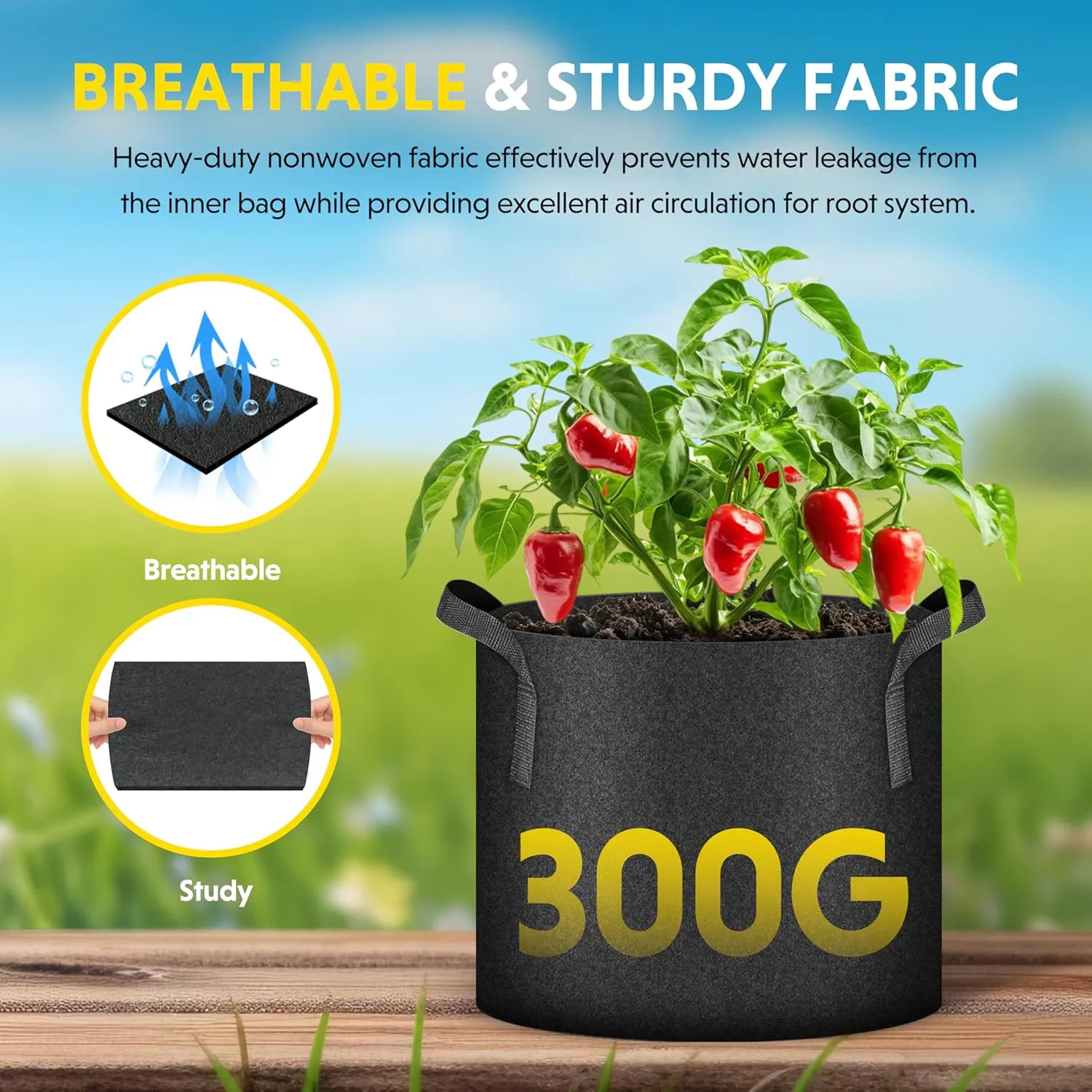 iPower 20 Pack 1 Gallon Grow Bags, Garden Planting Nonwoven Fabric Pots with Reinforced Handle, Heavy Duty and Aeration Planter Pot for Tomato, Fruits, Vegetables and Flowers, 20 Labels Included