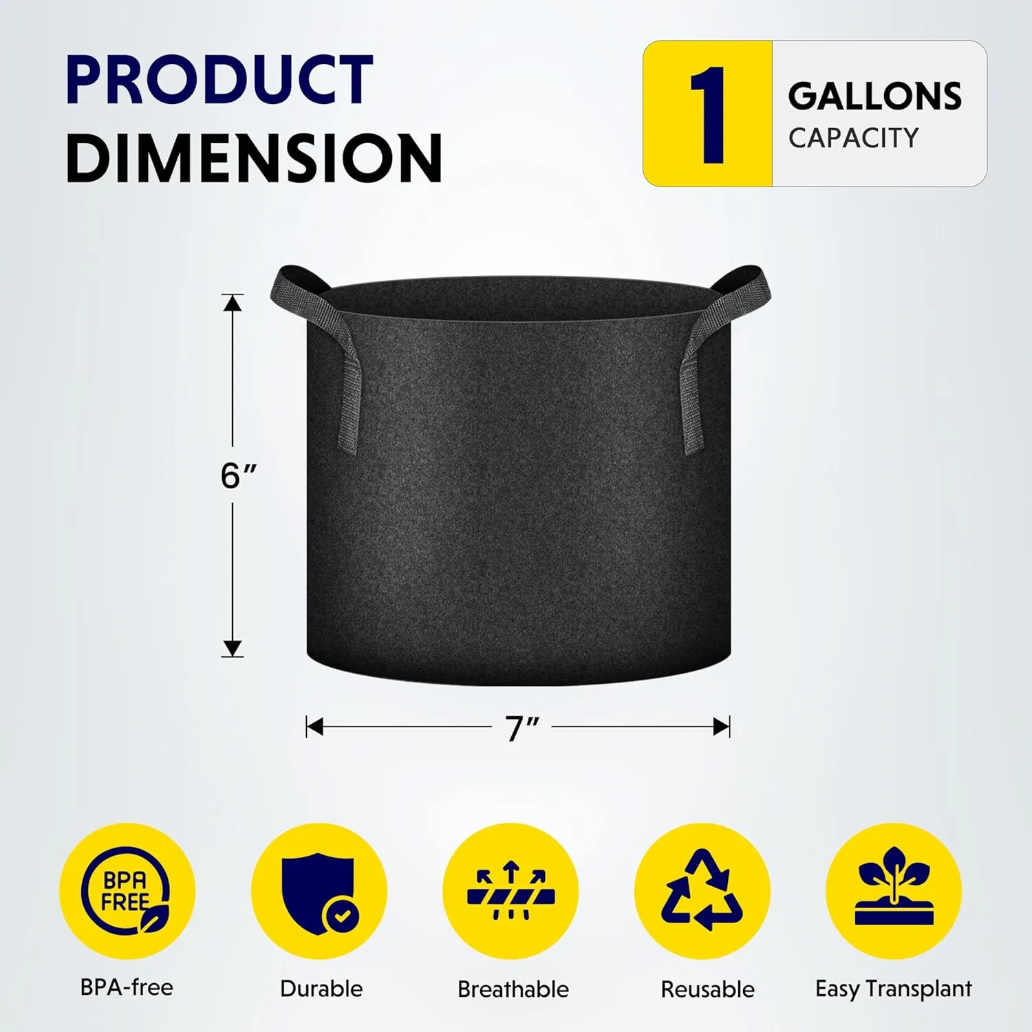 iPower 20 Pack 1 Gallon Grow Bags, Garden Planting Nonwoven Fabric Pots with Reinforced Handle, Heavy Duty and Aeration Planter Pot for Tomato, Fruits, Vegetables and Flowers, 20 Labels Included
