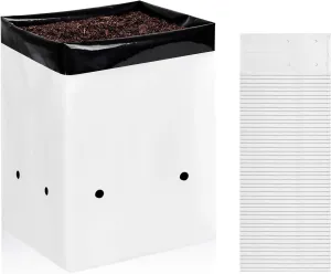 iPower 3 Gallon 50-Pack Black and White Grow Bags Panda Film Containers for Plants Potting Up, Seedling, Nursery Garden and Rooting, Shape Square