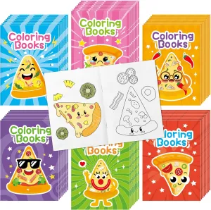 JAPBOR Pizza Coloring Book - 24PCS Mini Pizzas Themed Color Books Bulk for Kids Party Favors, Delicious Pizza Small Painting Pages for Birthday Gifts Class Drawing Colouring Game Goodie Bags Fillers