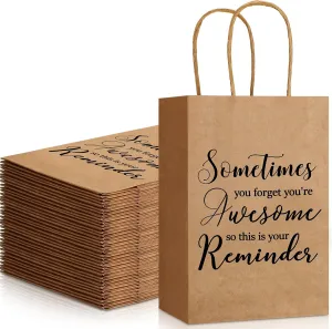 Jetec 50 Pcs Inspirational Paper Gift Bags Employee Appreciation Gifts Sometimes Forget You Are Awesome Thank You Bags with Handles for Teachers Coworkers(Kraft Color)