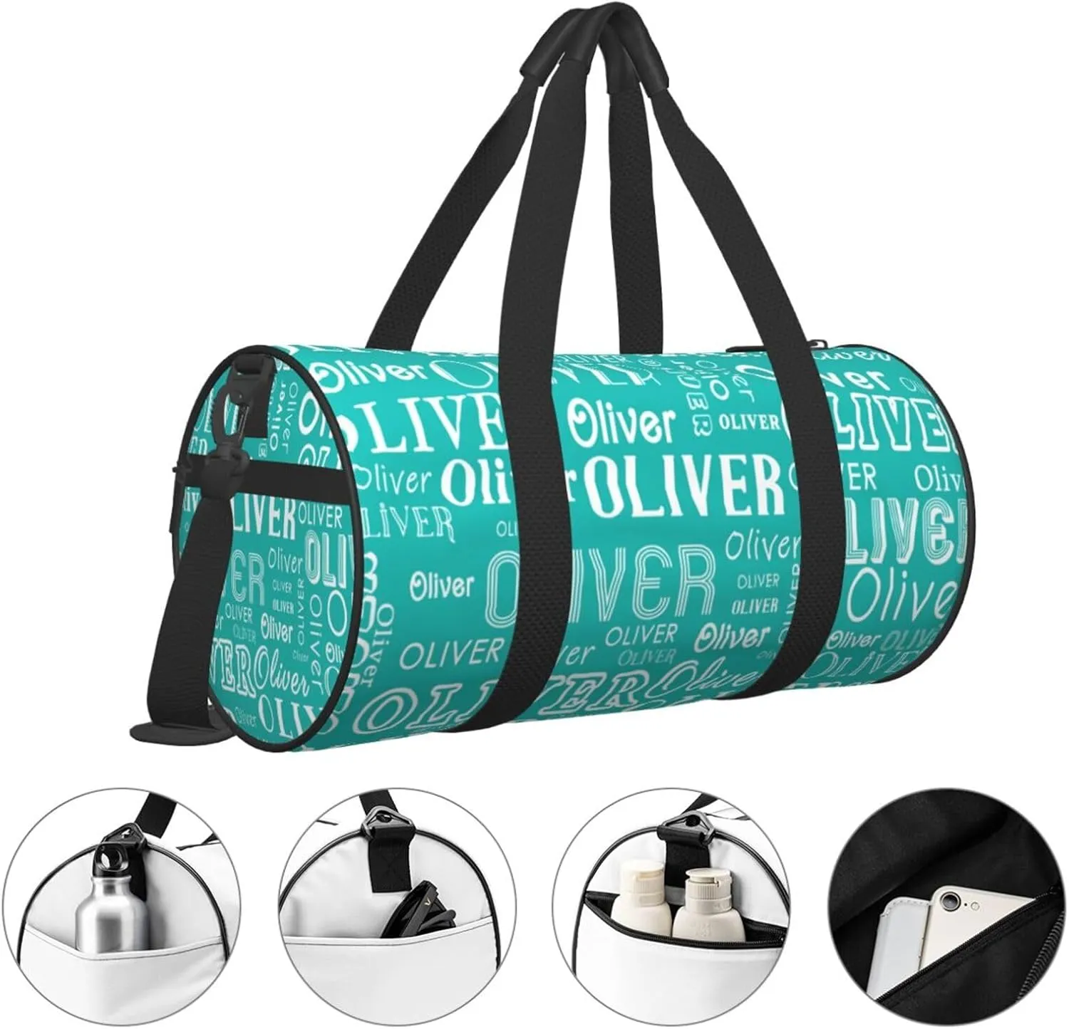 Jewel Green Personalized Duffle Bag for Women Men Custom Sports Gym Dance Bag with Name Customize Cheer Bags for Travel Yoga Ballet Cheerleader Overnight Weekender Handbag