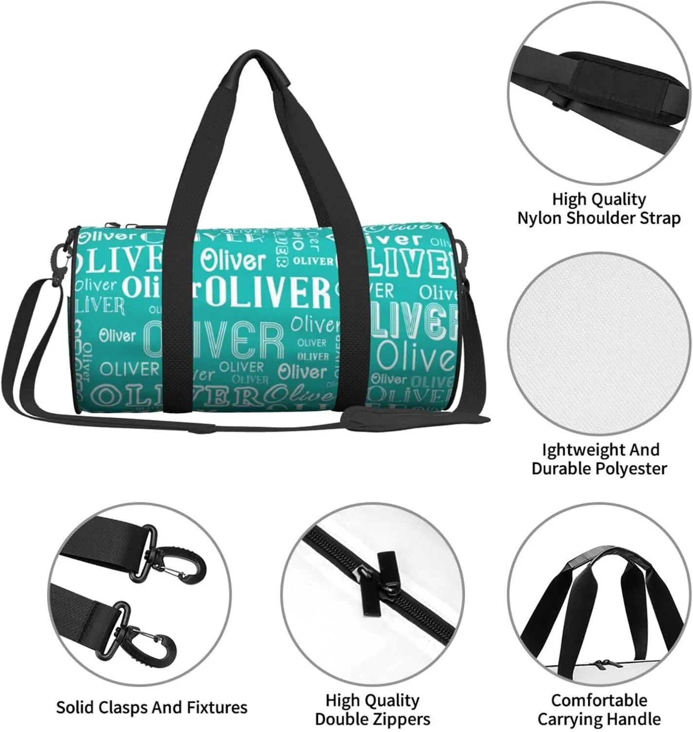Jewel Green Personalized Duffle Bag for Women Men Custom Sports Gym Dance Bag with Name Customize Cheer Bags for Travel Yoga Ballet Cheerleader Overnight Weekender Handbag