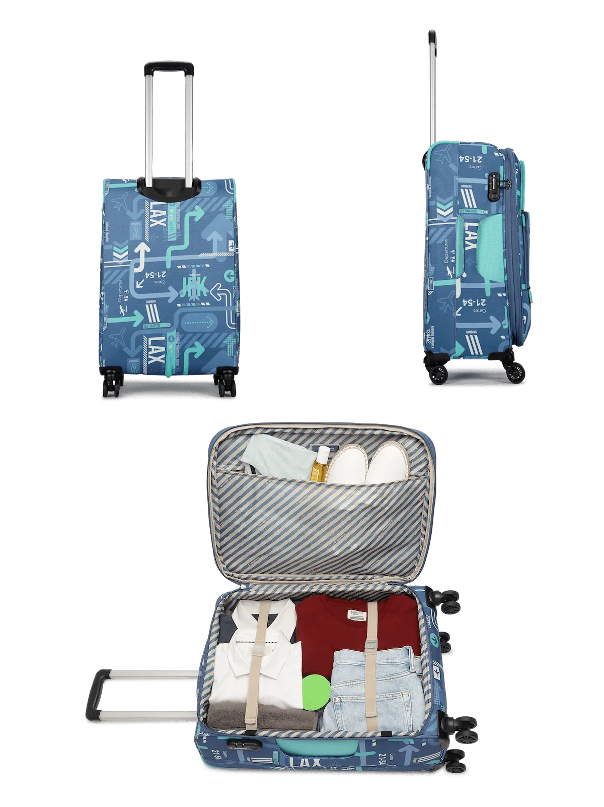 JFK Denim Blue Large Soft Trolley