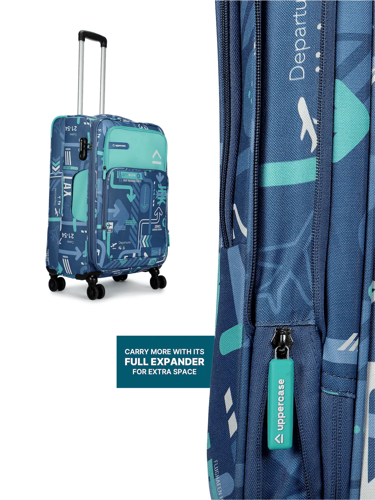 JFK Denim Blue Large Soft Trolley