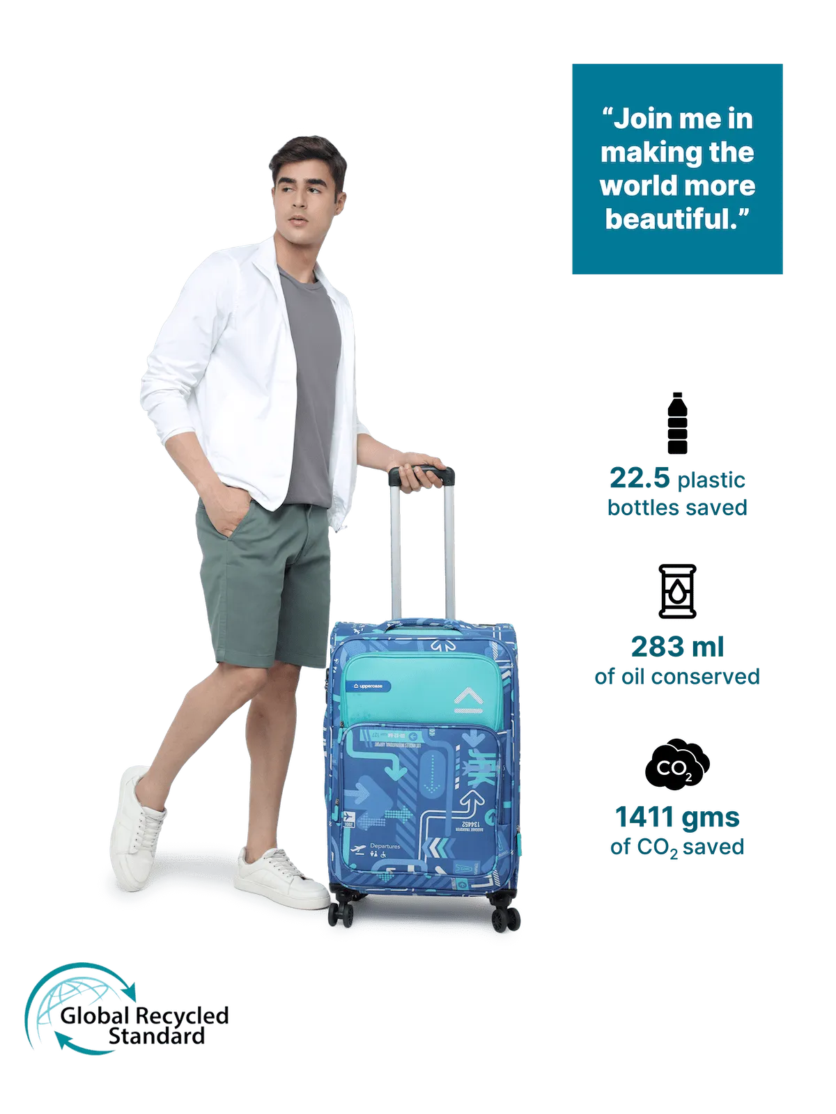 JFK Denim Blue Large Soft Trolley