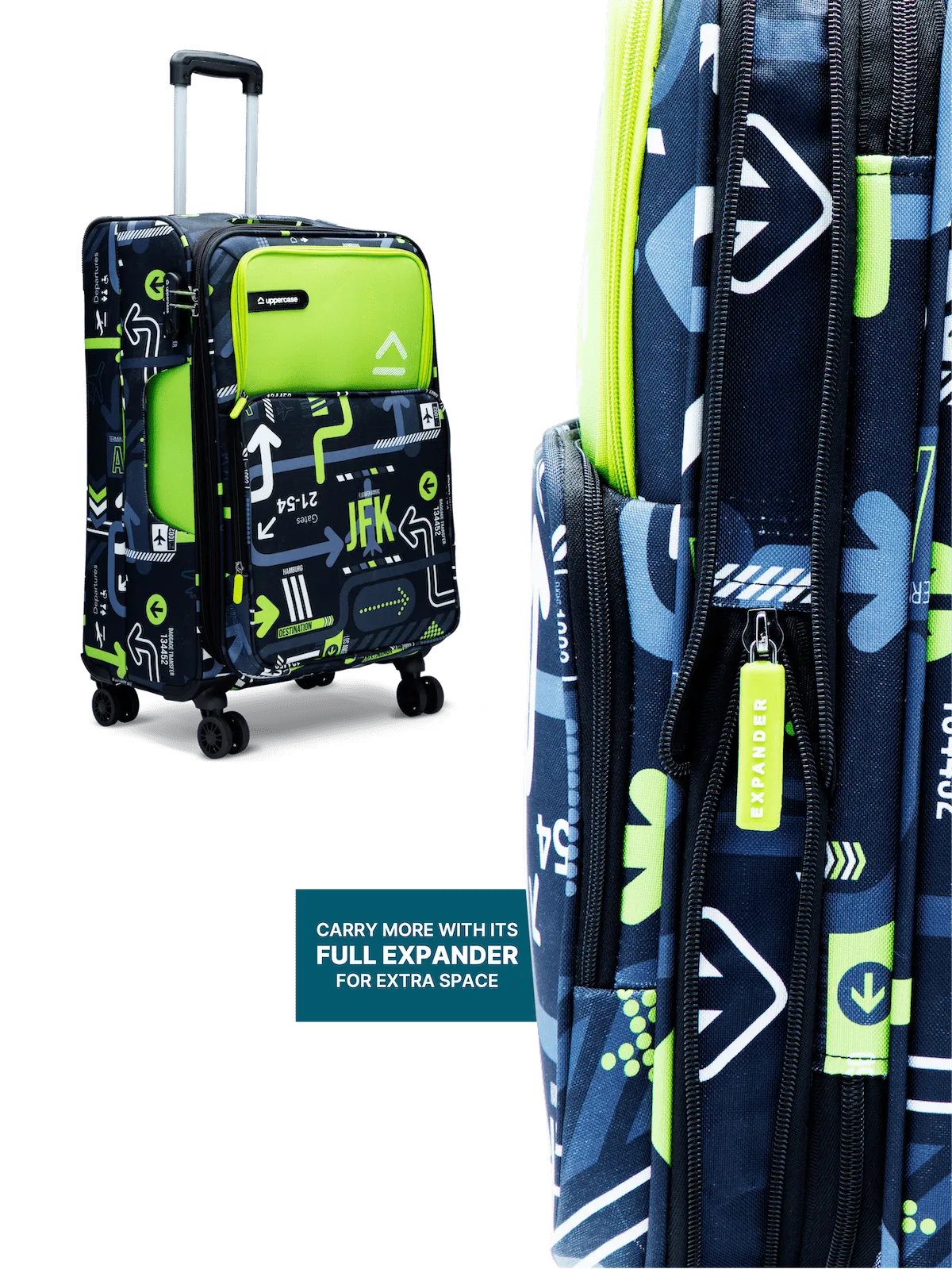 JFK Green Medium Soft Trolley
