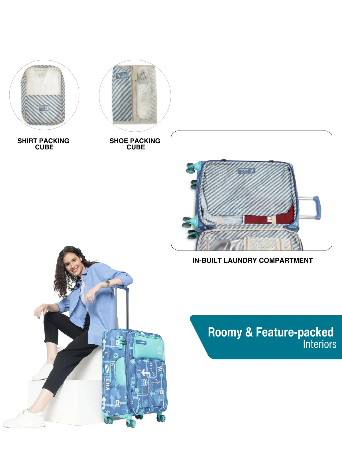 JFK Plus Denim Blue Medium Soft Trolley