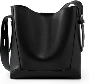 JIUFENG Leather Handbags for Women, Soft Shoulder Tote Crossbody Purses Bucket Bags with Adjustable Strap