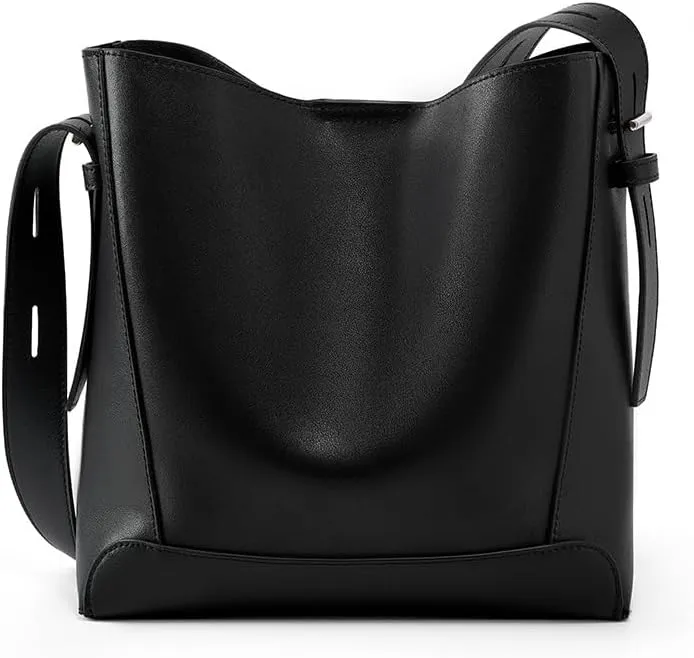 JIUFENG Leather Handbags for Women, Soft Shoulder Tote Crossbody Purses Bucket Bags with Adjustable Strap
