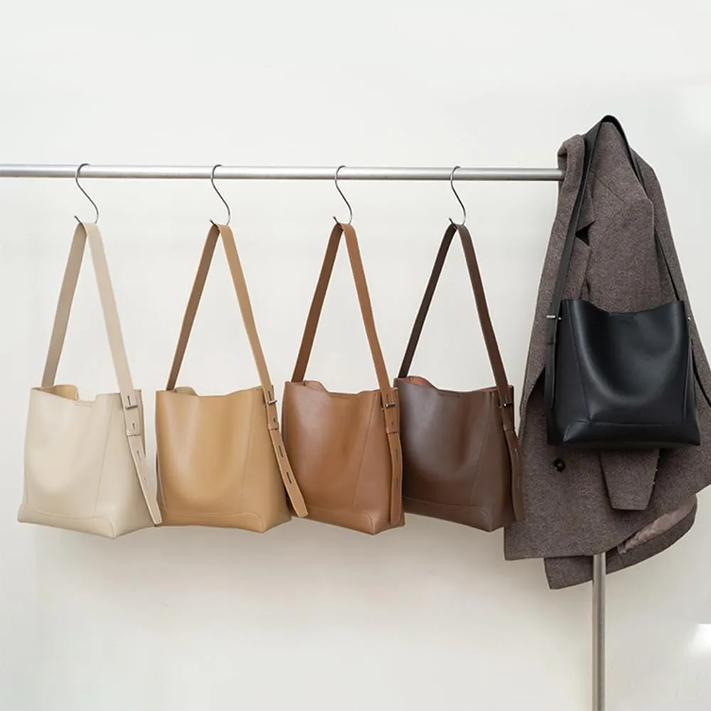 JIUFENG Leather Handbags for Women, Soft Shoulder Tote Crossbody Purses Bucket Bags with Adjustable Strap