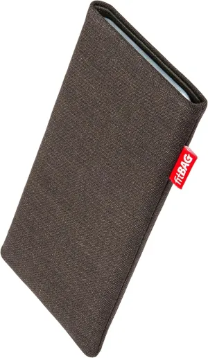 Jive Brown Custom Tailored Sleeve for Mobistel Cynus E1. Fine Suit Fabric Pouch with Integrated Microfibre Lining for Display Cleaning