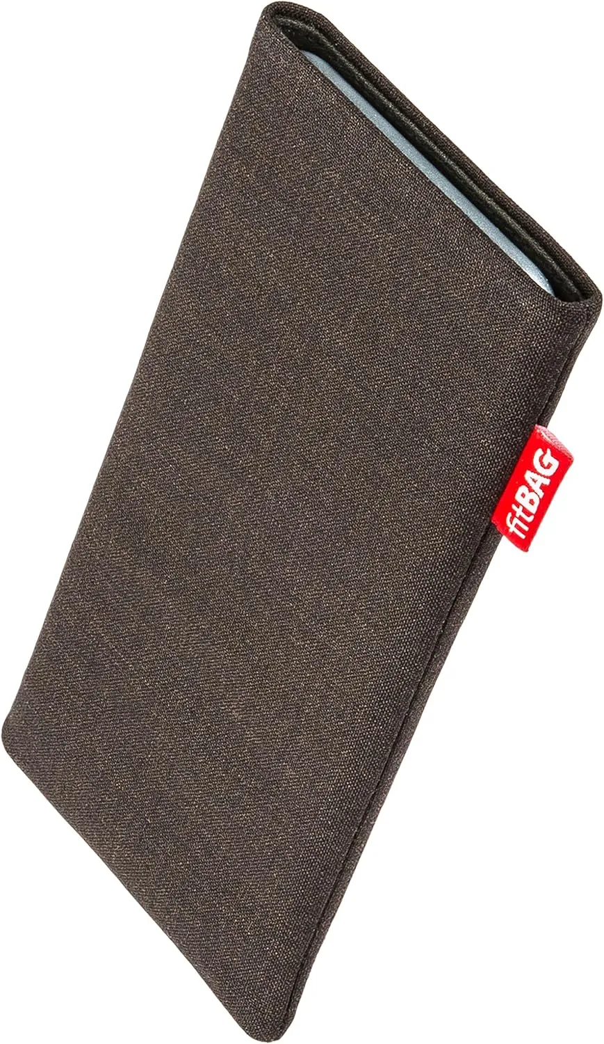 Jive Brown Custom Tailored Sleeve for Mobistel Cynus E1. Fine Suit Fabric Pouch with Integrated Microfibre Lining for Display Cleaning