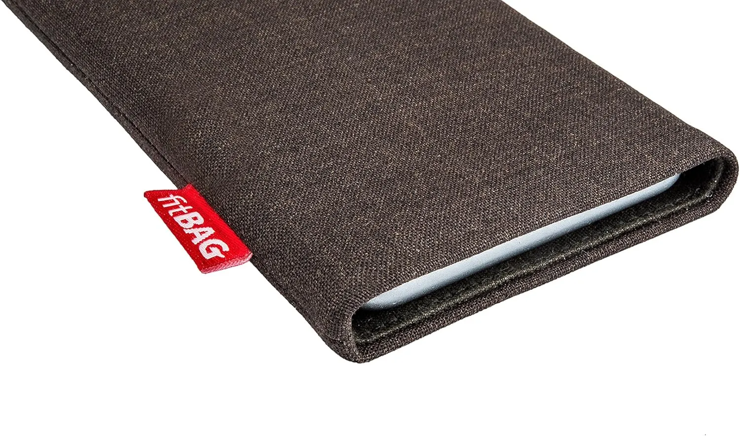 Jive Brown Custom Tailored Sleeve for Mobistel Cynus E1. Fine Suit Fabric Pouch with Integrated Microfibre Lining for Display Cleaning