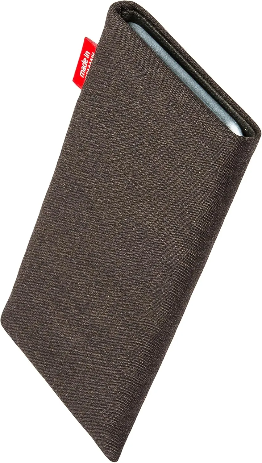 Jive Brown Custom Tailored Sleeve for Mobistel Cynus E1. Fine Suit Fabric Pouch with Integrated Microfibre Lining for Display Cleaning