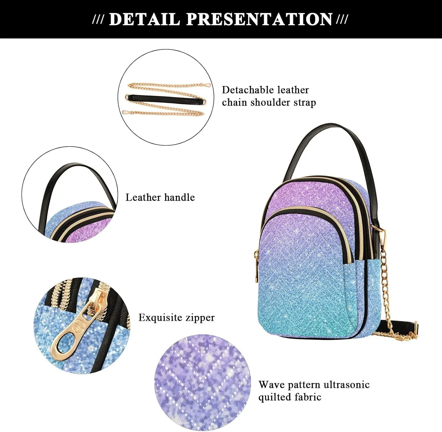 Joisal Gold Rose Marble Women's Crossbody Purse, Small Crossbody Bags for Women Travel Purse Crossbody