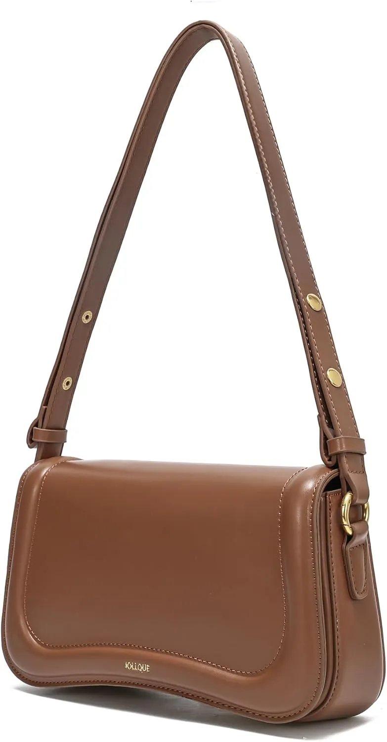 JOLLQUE Crescent Shoulder Bag for Women,Small Leather Strap Dumpling Handbag Purse,Unique Trendy Designer Hobo Crossbody Bags