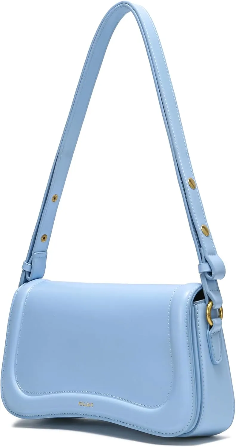 JOLLQUE Crescent Shoulder Bag for Women,Small Leather Strap Dumpling Handbag Purse,Unique Trendy Designer Hobo Crossbody Bags