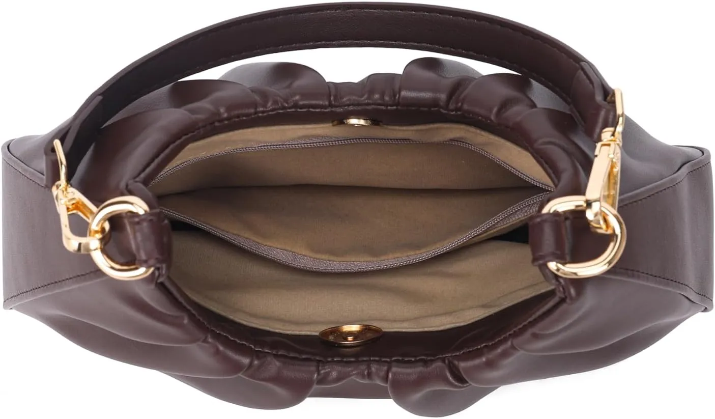 JOLLQUE Small Shoulder Bag for Women,Mini Leather Dumpling Tote Purse,Handbags Soft Ruched Cloud