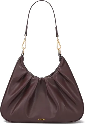 JOLLQUE Small Shoulder Bag for Women,Mini Leather Dumpling Tote Purse,Handbags Soft Ruched Cloud