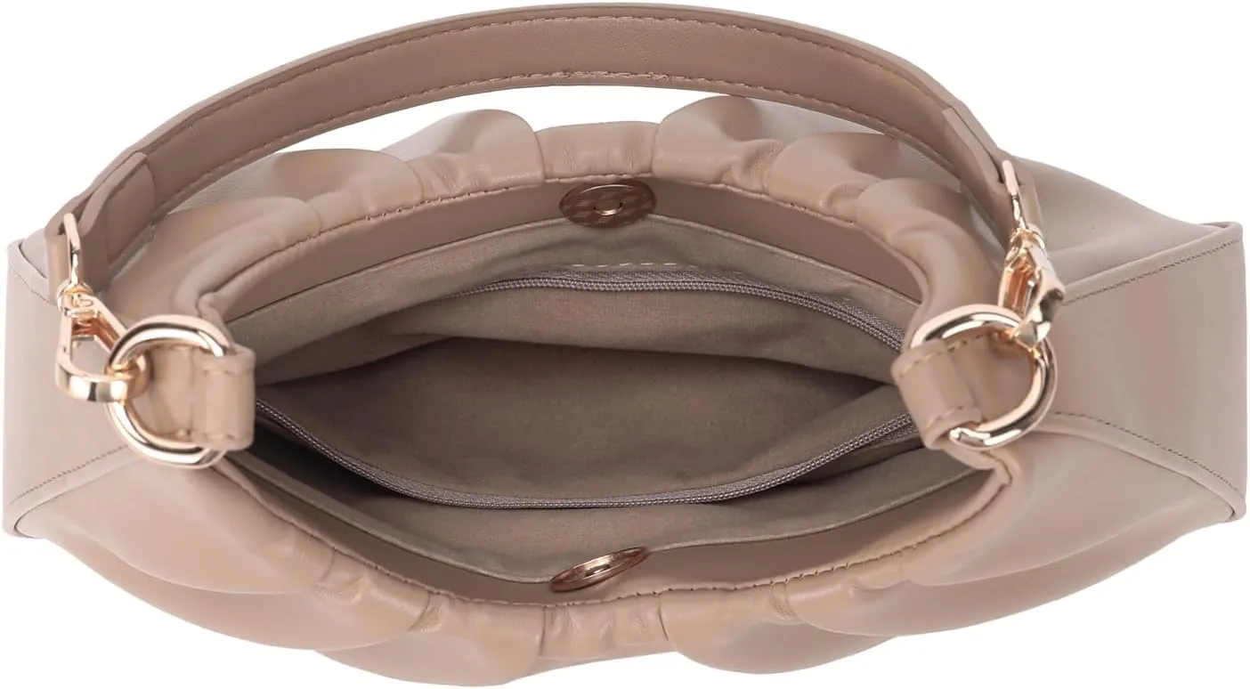 JOLLQUE Small Shoulder Bag for Women,Mini Leather Dumpling Tote Purse,Handbags Soft Ruched Cloud