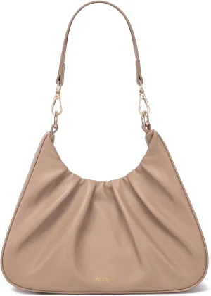 JOLLQUE Small Shoulder Bag for Women,Mini Leather Dumpling Tote Purse,Handbags Soft Ruched Cloud