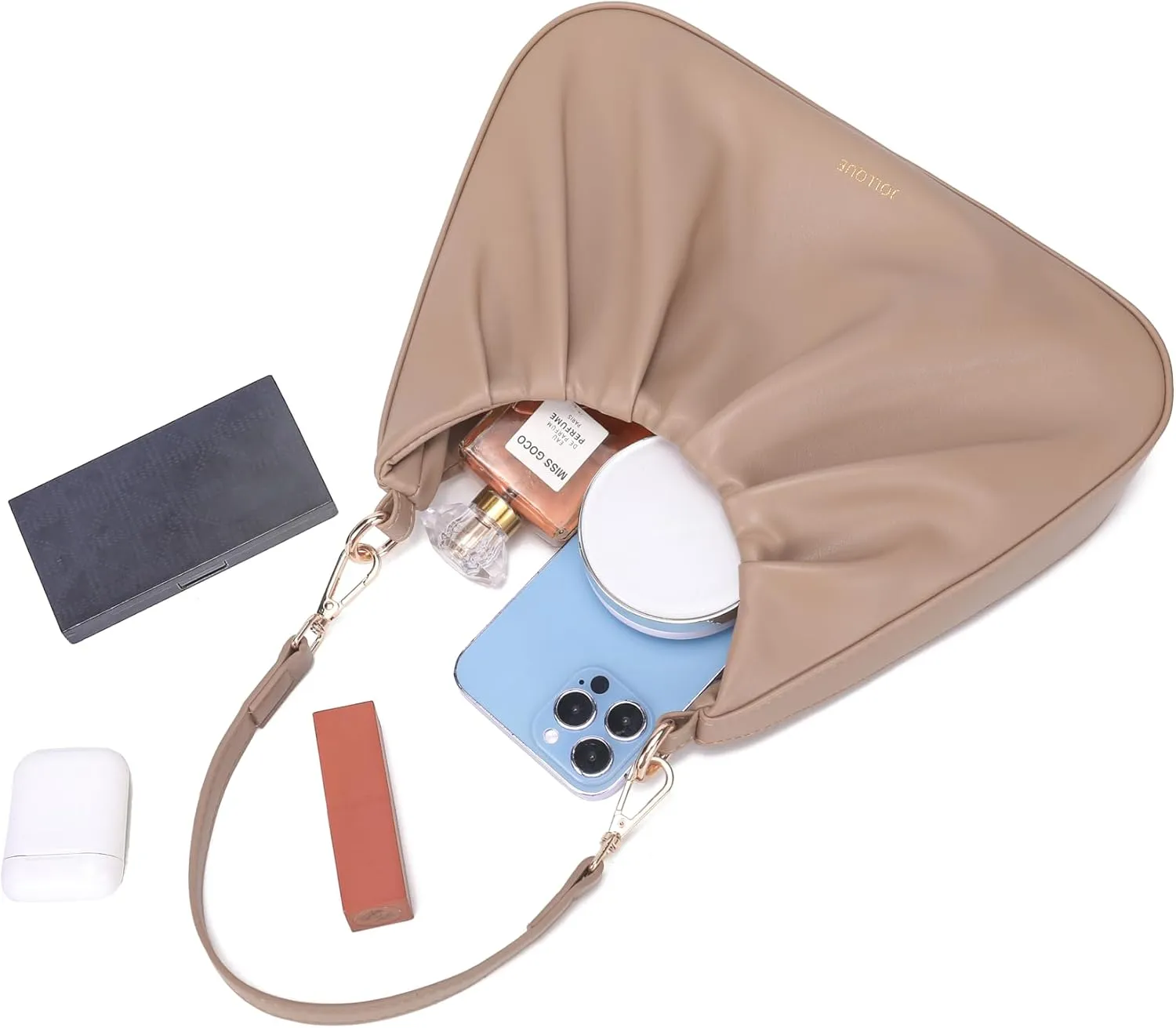 JOLLQUE Small Shoulder Bag for Women,Mini Leather Dumpling Tote Purse,Handbags Soft Ruched Cloud