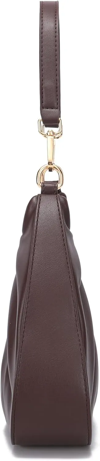 JOLLQUE Small Shoulder Bag for Women,Mini Leather Dumpling Tote Purse,Handbags Soft Ruched Cloud
