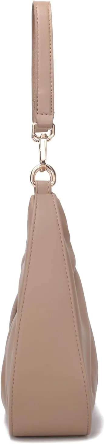 JOLLQUE Small Shoulder Bag for Women,Mini Leather Dumpling Tote Purse,Handbags Soft Ruched Cloud