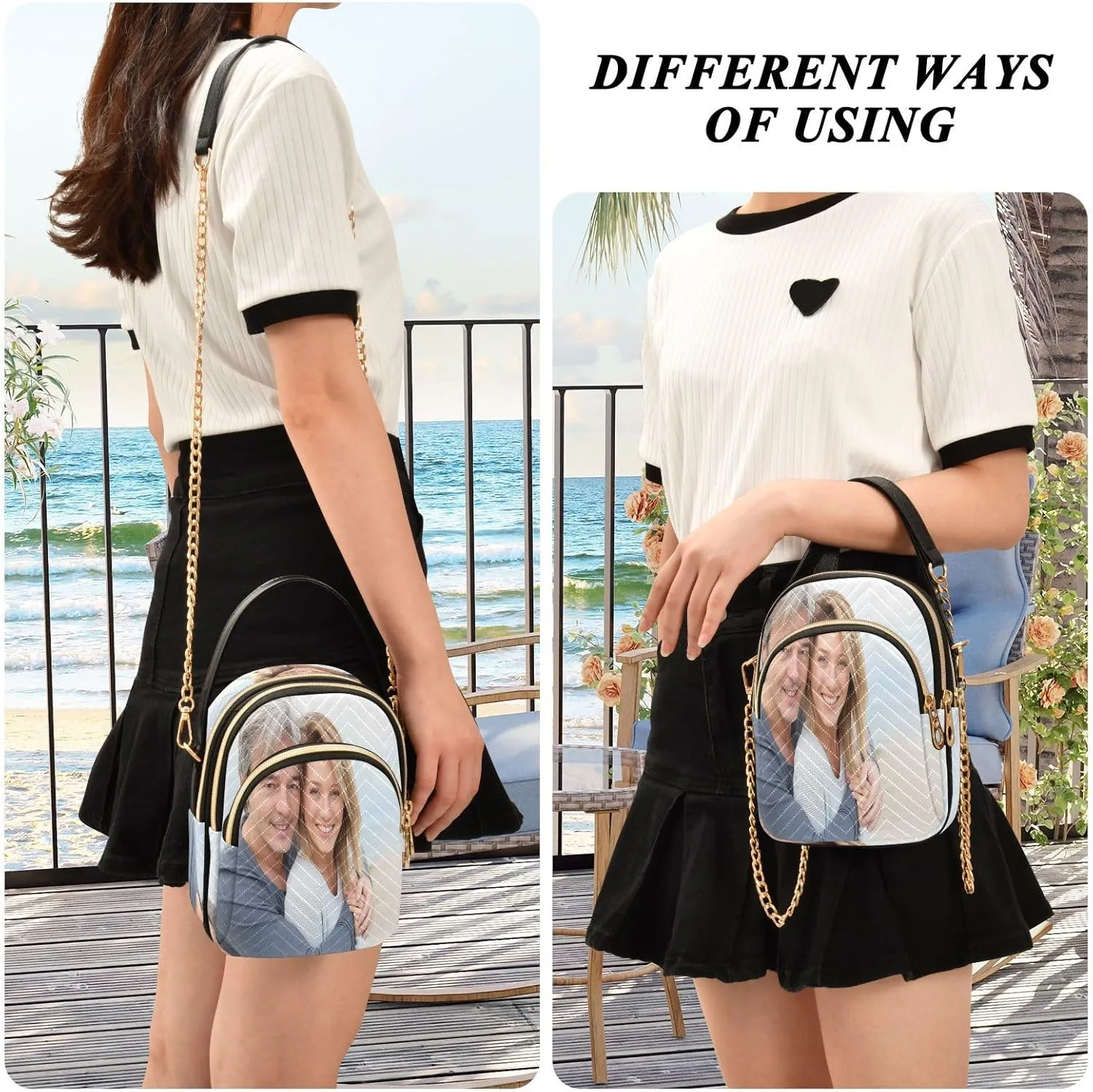 JSTEL Custom Photo Canvas Tote Bag Personalized Picture Tote Bag Customized Photo Tote Bag Women Gift