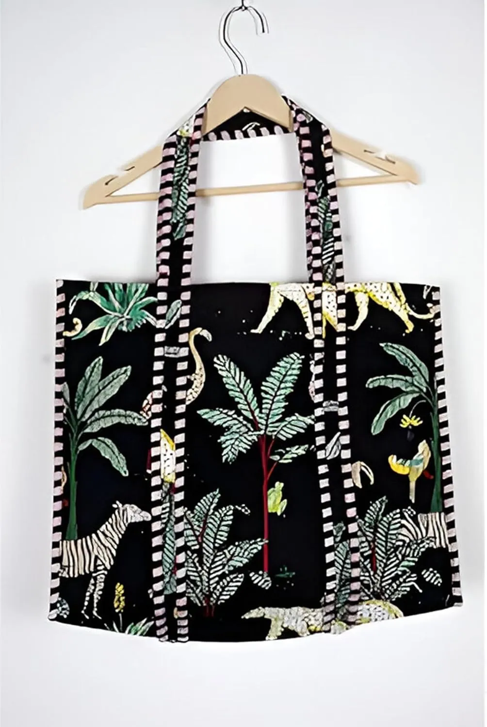 Jungle Print Tote Bag Indian Handmade Cotton Shopping Unisex Tote Bag Handmade Block Printed Shoulder Market Daily Use Bag