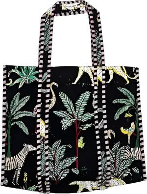 Jungle Print Tote Bag Indian Handmade Cotton Shopping Unisex Tote Bag Handmade Block Printed Shoulder Market Daily Use Bag