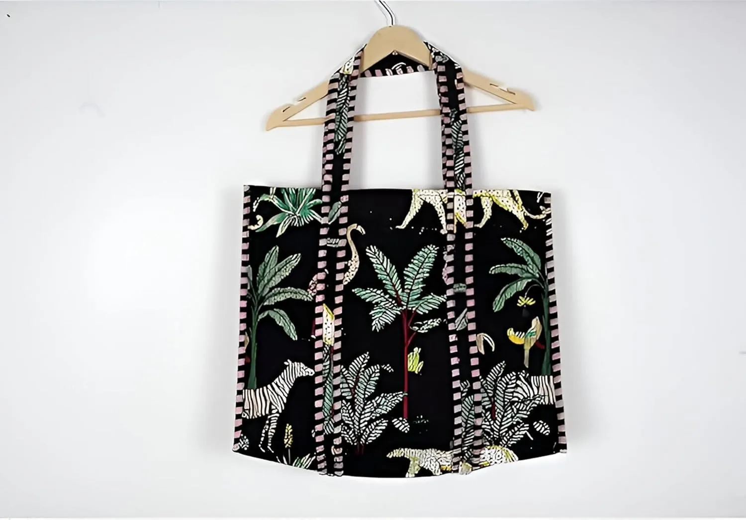 Jungle Print Tote Bag Indian Handmade Cotton Shopping Unisex Tote Bag Handmade Block Printed Shoulder Market Daily Use Bag