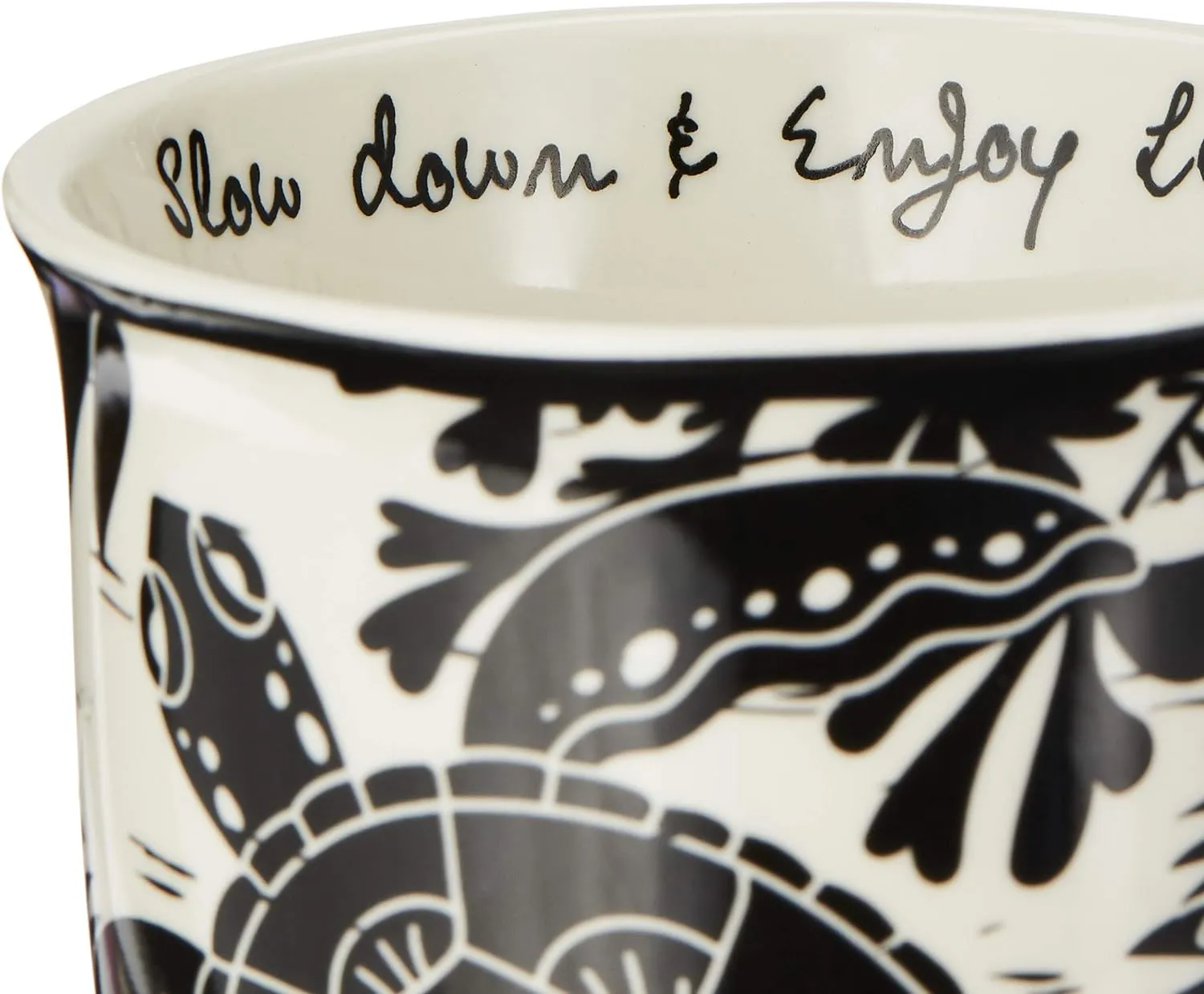 Karma Gifts 16 oz Black and White Boho Mug Sea Turtle - Cute Coffee and Tea Mug - Ceramic Coffee Mugs for Women and Men, 1 Count (Pack of 1)