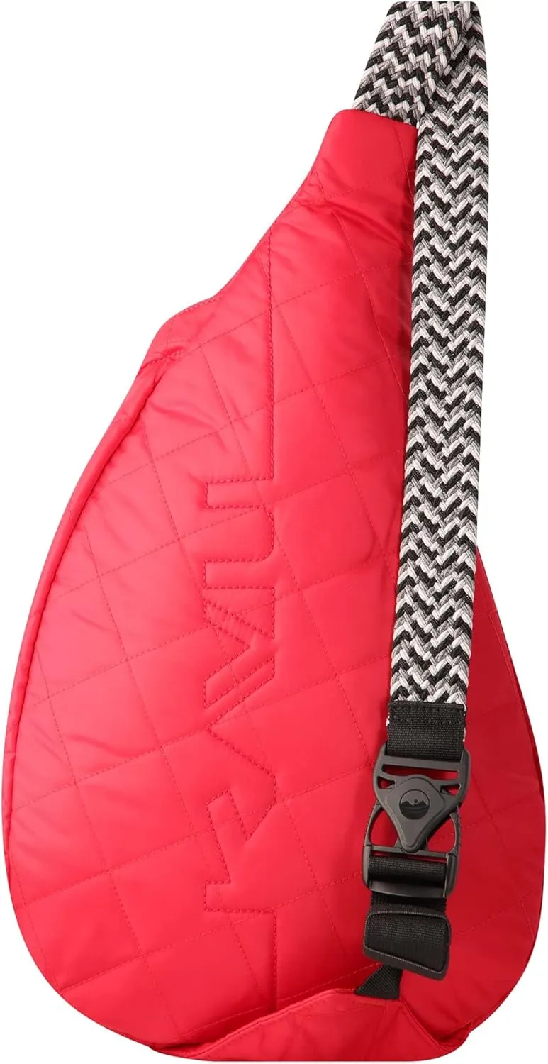KAVU Rope Puff Bag Sling Crossbody Backpack Travel Quilted Purse-Scarlet