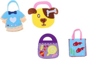 KESYOO 4Sets Non Woven Fabric Handbag Craft Kit for Fun Materials for Making Cute Bags Dog Clothes Lollipop Fish Arts Crafts Supplies