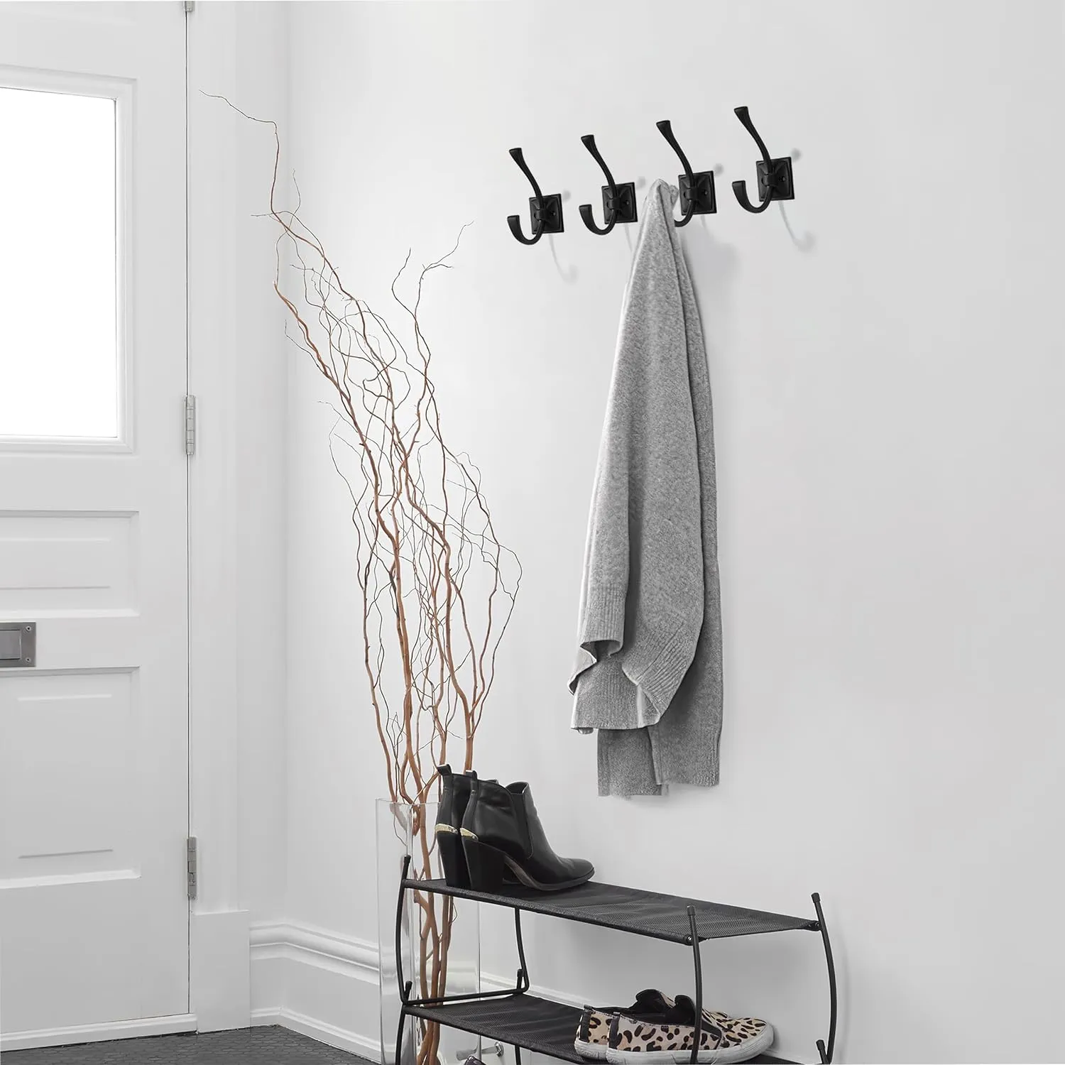 khtumeware Wall Hooks,10 Pack Coat Hooks Hardware Towel Hooks for Hanging Coats Black Robe Hooks Wall Mounted with Screws for Key, Towel, Bags, Cup.