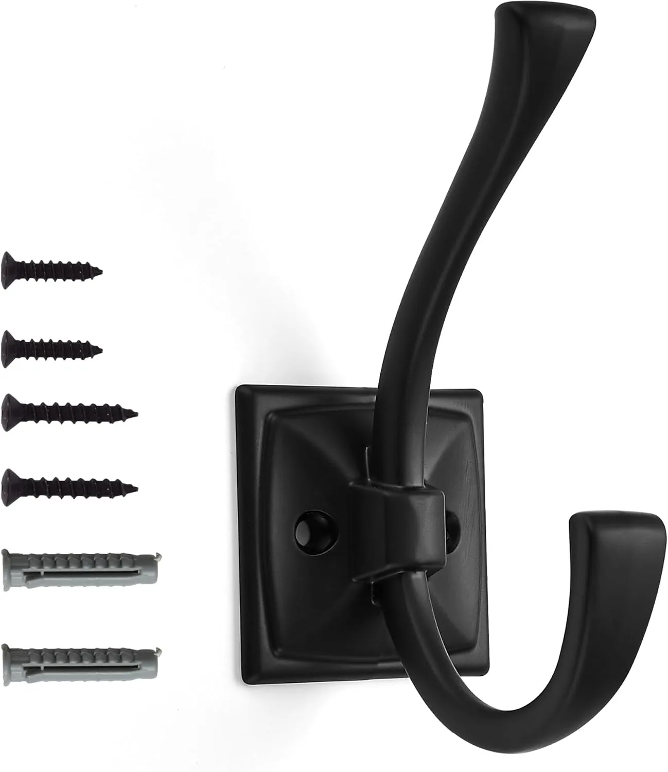 khtumeware Wall Hooks,10 Pack Coat Hooks Hardware Towel Hooks for Hanging Coats Black Robe Hooks Wall Mounted with Screws for Key, Towel, Bags, Cup.