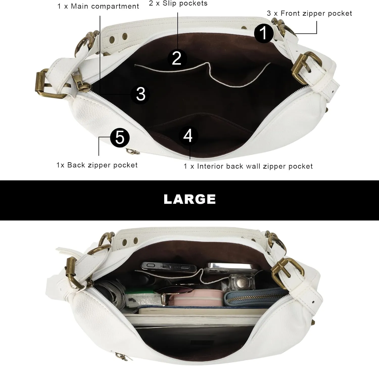 KL928 Large Hobo Shoulder Bag for Women Soft Faux Leather Handbags Fashion Tote Purse Adjustable Strap