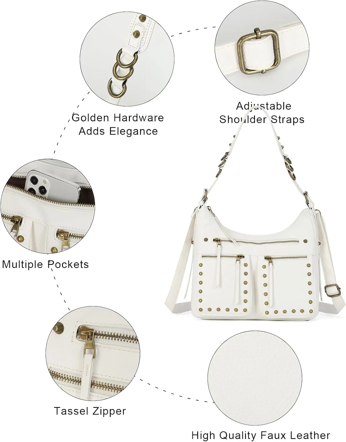 KL928 Large Hobo Shoulder Bag for Women Soft Faux Leather Handbags Fashion Tote Purse Adjustable Strap