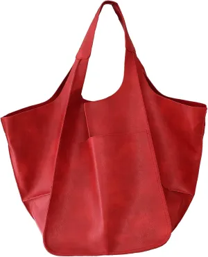 KlaOYer Oversized Leather Tote Bag Huge Capacity Work Hobo Pu Leather Bucket Purse And Handbag Large Soft Travel Shopping Bag